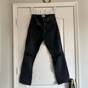 Agolde distressed black washed straight leg jeans size 27